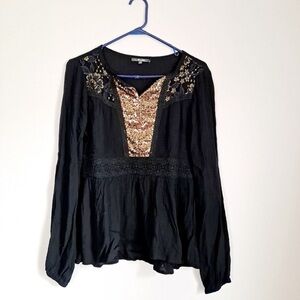 Miss Me Women's Black Long Sleeve Shirt Size Small